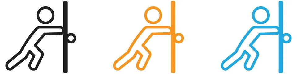 Person push the door vector logo set collection for web app ui Stock Illustration