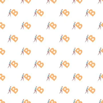 Person pushing letter b creating seamless pattern Stock Illustration