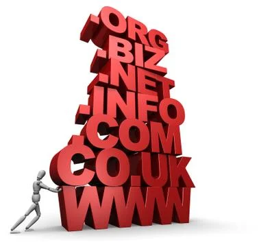Person Pushing Stack Of 3D Web Site Domain Words Stockillustratie