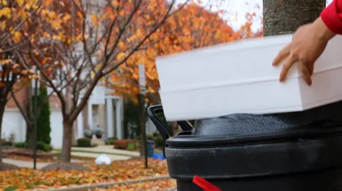 Person Putting Garbage in Can Stock Footage 36150194