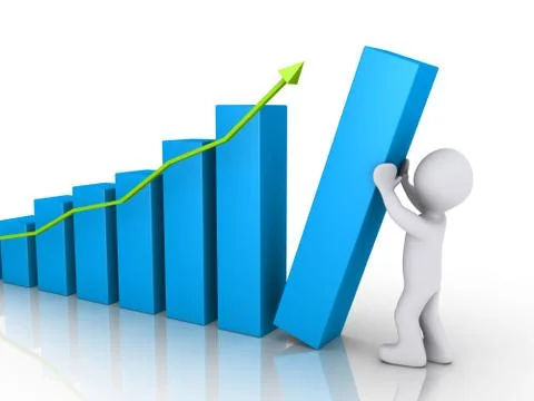 Person putting last column of chart Stock Illustration