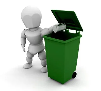 Person putting tin in bin Stock Illustration