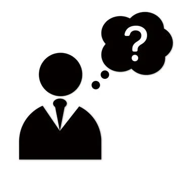 Person with a question mark bubble icon on a white background. 스톡 일러스트