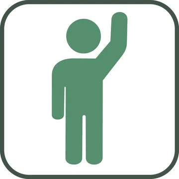 Person raising hand voting question icon symbol Stock Illustration