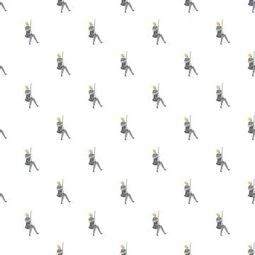 Person rappelling down rope seamless pattern Stock Illustration
