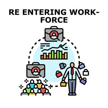 Person re entering workforce finding employment opportunity Stock Illustration