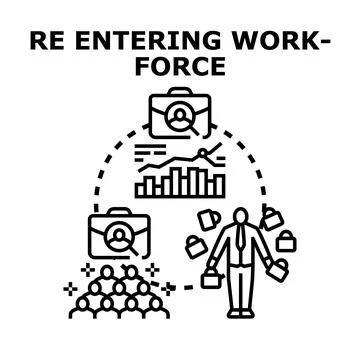 Person re entering workforce finding employment opportunity Stock Illustration