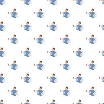 Person reaching hand out from computer screen pattern Illustrazione stock