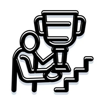 Person reaching for trophy with steps to success Stock Illustration