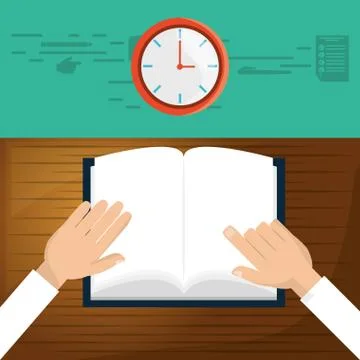 Person to reading the book in class time 스톡 일러스트