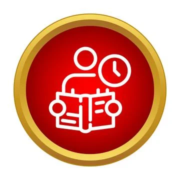 Person reading book with clock icon representing time Stock Illustration