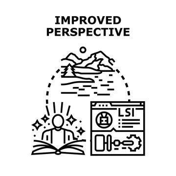 Person reading book gaining improved perspective Stock Illustration