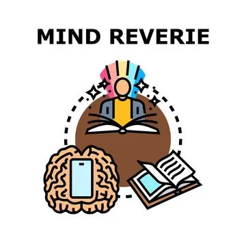 Person reading book representing mind reverie and knowledge Stock Illustration