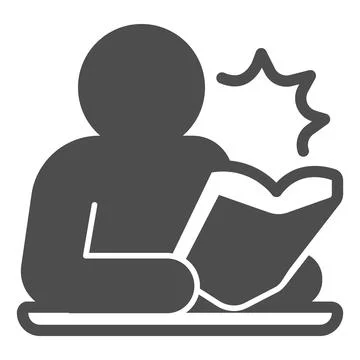 Person reading book solid icon, children book day concept, man reading vector Ilustração Stock