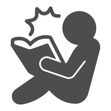 Person reading book solid icon, children book day concept, man reading vector Ilustração Stock