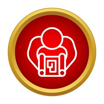 Person reading document with scroll icon Stock Illustration