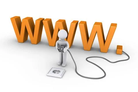 Person is ready to plug in the webpage Stock Illustration