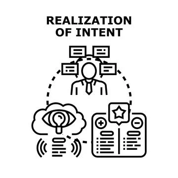 Person realizing intent through ideas and decision making Stock Illustration
