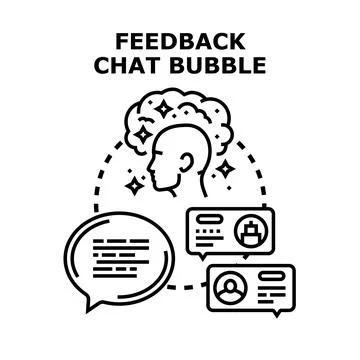 Person receiving feedback chat bubble messages concept Иллюстрация