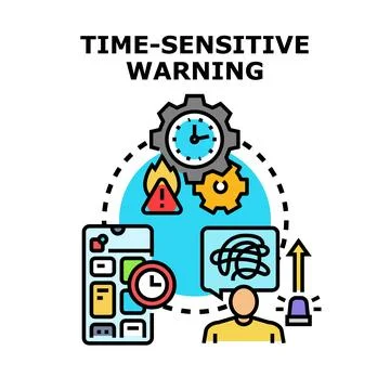 Person receiving an urgent time sensitive warning via smartphone Illustrazione stock