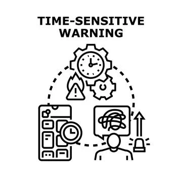 Person receiving an urgent time sensitive warning via smartphone Illustrazione stock