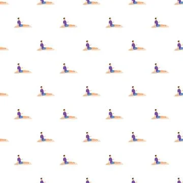 Person relaxing on a blanket seamless pattern background Stock Illustration