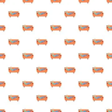 Person relaxing on couch seamless pattern background 스톡 일러스트