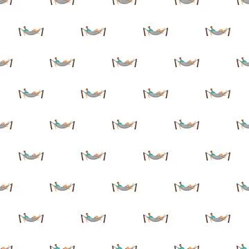 Person relaxing in hammock seamless pattern background Stock Illustration