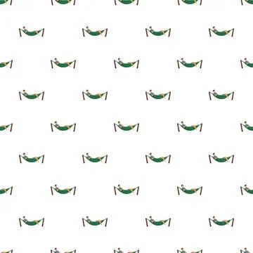 Person relaxing in a hammock seamless pattern Stock Illustration