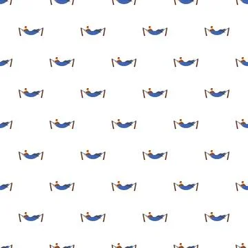 Person relaxing in hammock seamless repeat pattern Stock Illustration