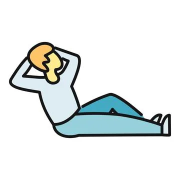 Person relaxing lying down thinking dreaming icon Stock Illustration