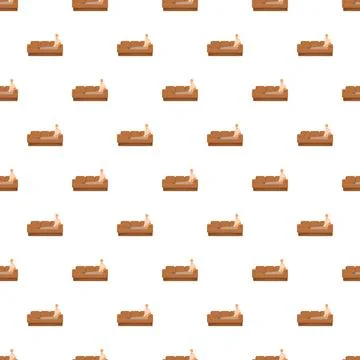 Person relaxing on sofa seamless pattern design Illustrazione stock