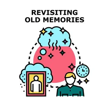 Person remembering past experiences and old memories concept Stock Illustration