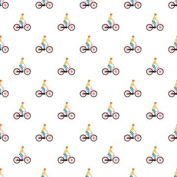 Person riding bicycle seamless pattern repeat background 스톡 일러스트