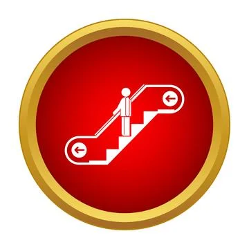 Person riding down escalator arrow icon symbol Stock Illustration