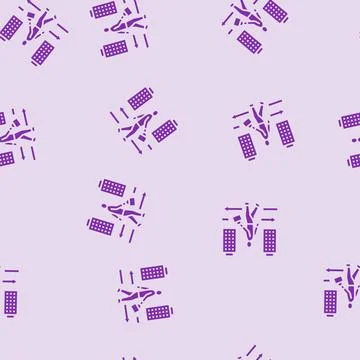 Person running a briefcase between offices glyph seamless pattern Stock Illustration