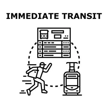 Person running delivering package using public transit Stock Illustration