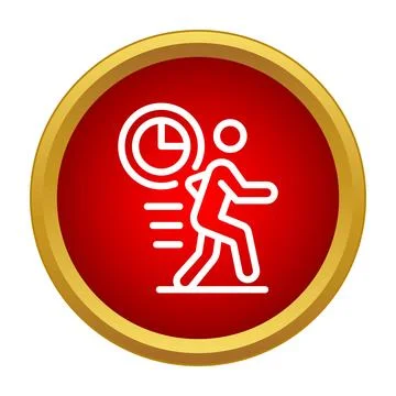 Person running fast with clock icon deadline Stock Illustration