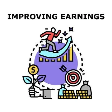 Person running on growing chart improving earnings Stock Illustration