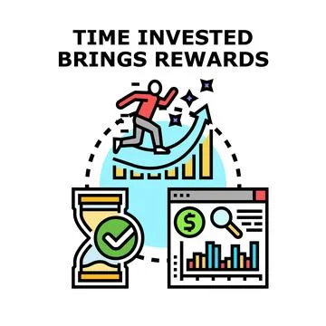 Person running up growth chart symbolizing time investment rewards Stock Illustration