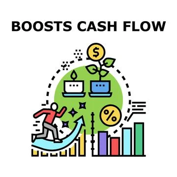 Person running on rising graph boosting cash flow Stock Illustration