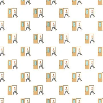 Person running through door pattern for seamless background Stock Illustration