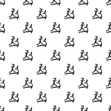 Person running on treadmill seamless pattern background Stock Illustration