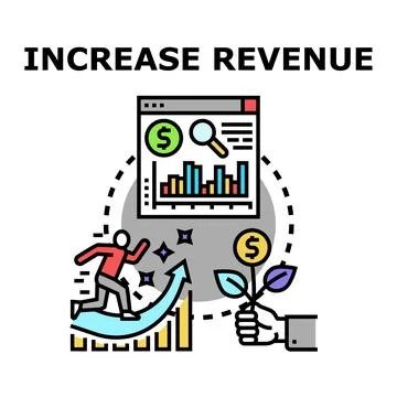 Person running upwards on a graph increasing revenue Stock Illustration