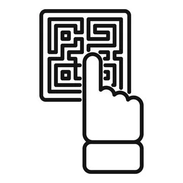 Person scanning qr code with finger outline icon Stock Illustration