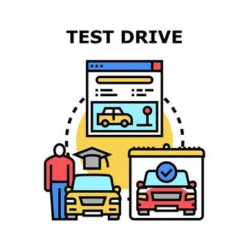 Person scheduling car test drive training online Stock Illustration
