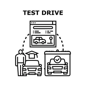 Person scheduling car test drive training online Stock Illustration