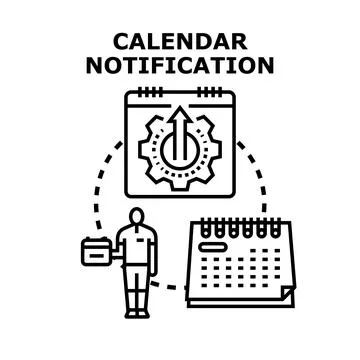 Person scheduling event having calendar notification setup Ilustração Stock