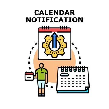 Person scheduling event having calendar notification setup Ilustração Stock