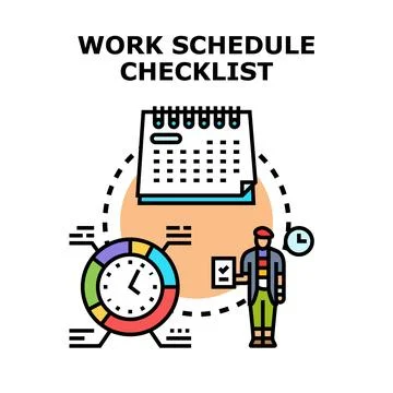 Person scheduling tasks using agenda and checklist system Stock Illustration